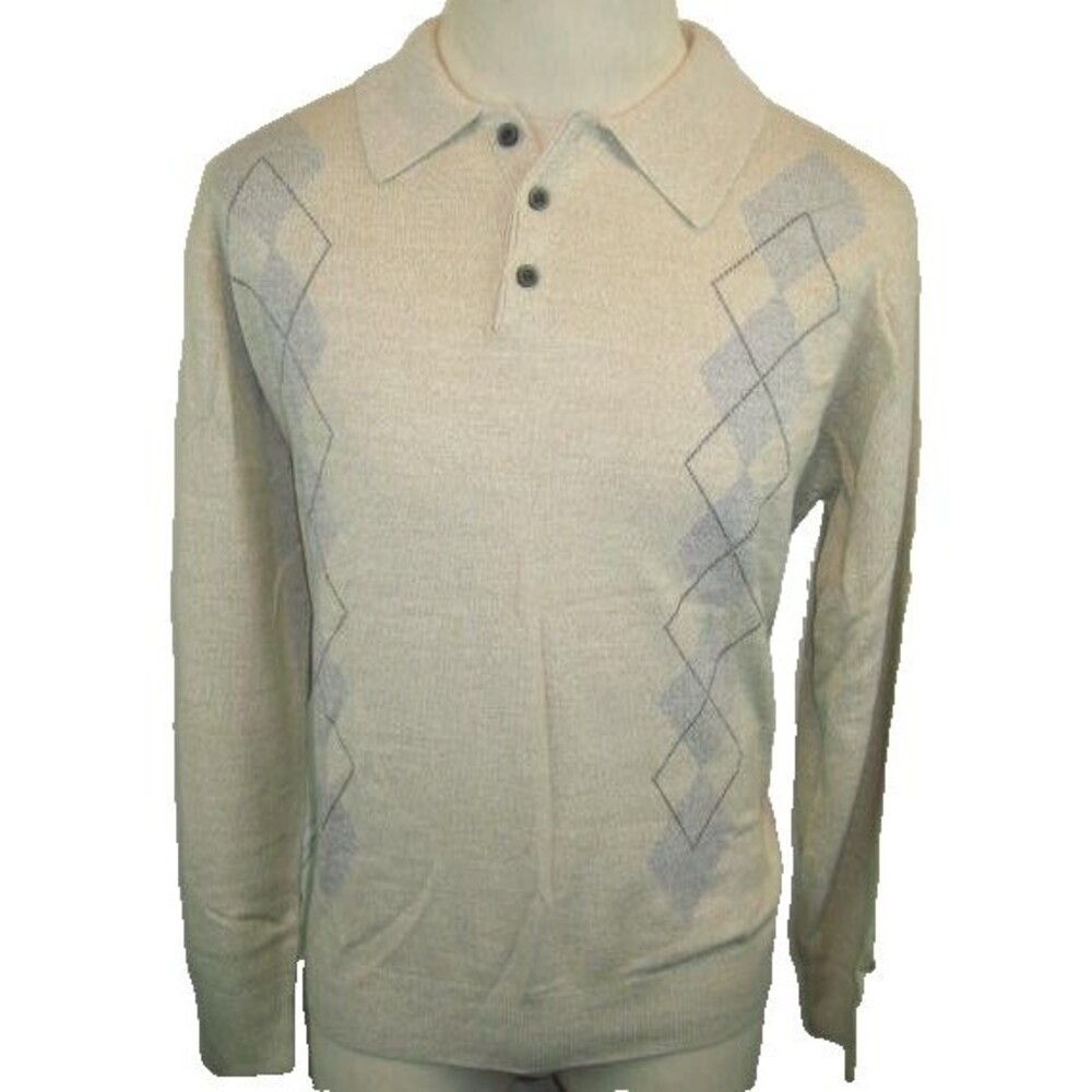 Mens Dockers NWT Tan Argyle Rugby Style 1/4 Button Sweater sz Lg